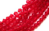 10BUC  BICONICE STICLA 6MM ROSU