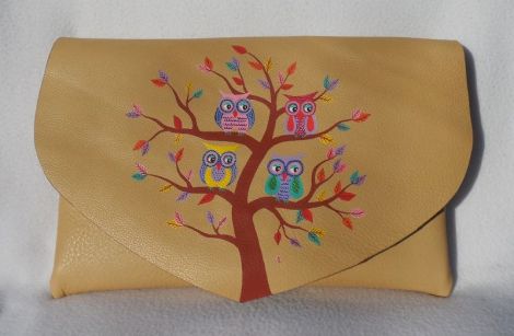 plic de piele naturala Owl Tree