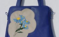 poseta de piele naturala Blue Flowers