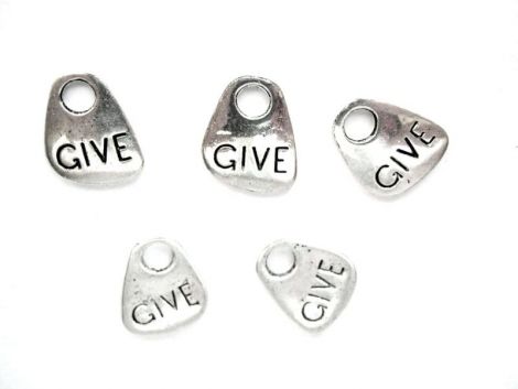CHARM ARGINTIU DROP INSCRIPTIONAT "GIVE" 15MM