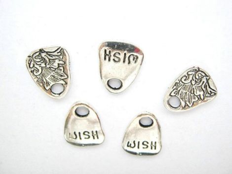 CHARM ARGINTIU DROP INSCRIPTIONAT "WISH" 18MM