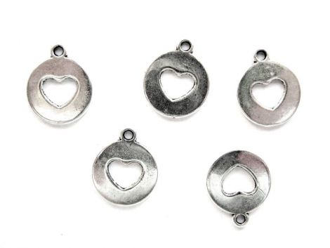 CHARM ARGINTIU INIMA DECUPATA 18MM