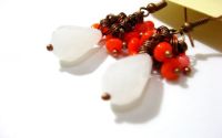 Cercei Fire Tears - Coral lacrimi sticla