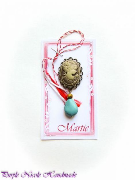 Brosa martisor camee lacrima turcoaz