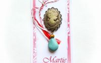 Brosa martisor camee lacrima turcoaz
