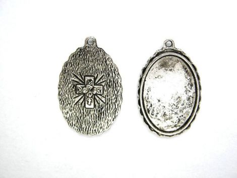 PANDANTIV BAZA ARGINTIE OVALA PLATOU CABOCHON 31X2