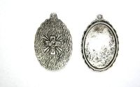 PANDANTIV BAZA ARGINTIE OVALA PLATOU CABOCHON 31X2