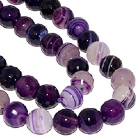 Agate 8 mm mov - alb fatetate rotunde