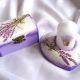 Set cutie suport lumanare cu lumanare cu lavanda