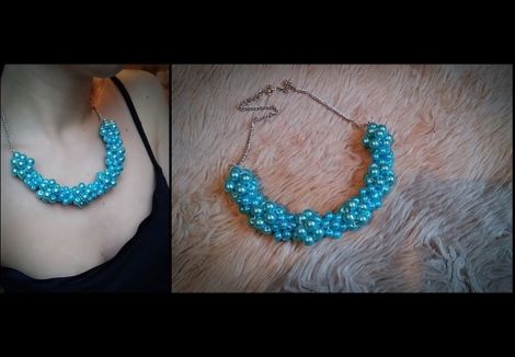 Colier margele bleu