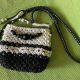 geanta macrame alb negru  poseta 