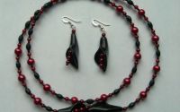 Set cale onix negru brazilian si margelute rosii