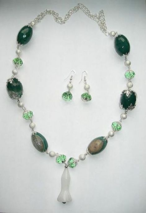 Set agate verzi cu insertii cristal cuart