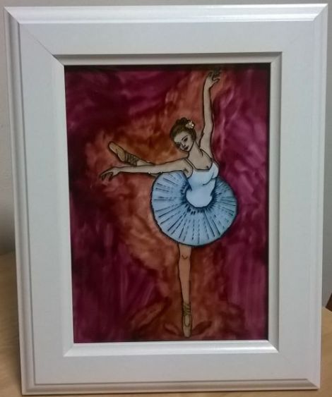 Pictura pe sticla balerina