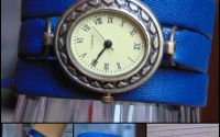 LaLupa Ceas Antic Vintage Piele Naturala Albastru 