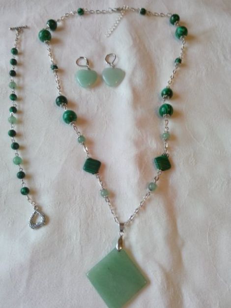 set verde divin din malachite si aventurin