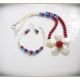 Set- coral rosu jad albastru si sidef alb