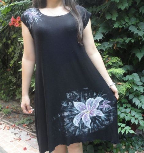Rochie pictata manual "lily flower"