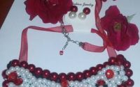 Colier din perle de sticla elegant + cercei cadou