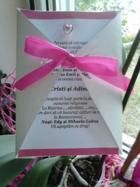 Invitatie nunta eleganta roz