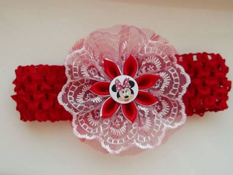 bentita saten cu floare cu minnie