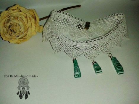 Choker dantela + pandantive semipretioase