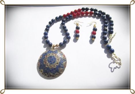 Set lapis-lazuli si coral rosu