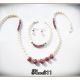 Set- perle albe de cultura rubin si argint 925