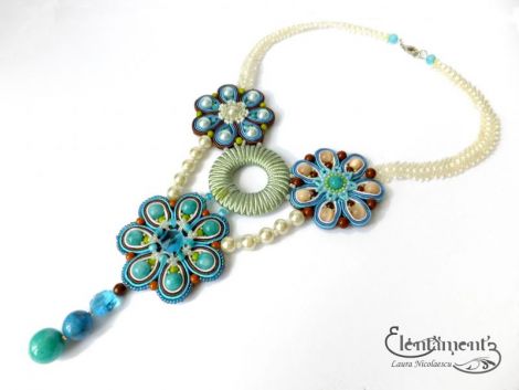 Flori de piatra - colier soutache