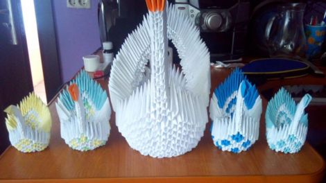Lebede Origami 3D Modele Diferite