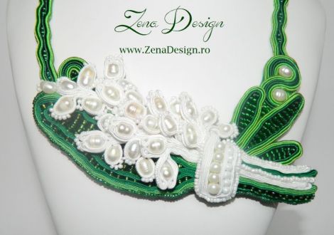 Colier soutache Buchet de lcrmioare