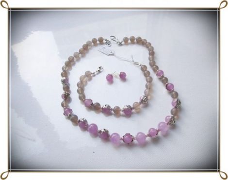 Set- agate gri si jad mov-deschis