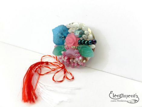Martisor brosa roz-turcoaz