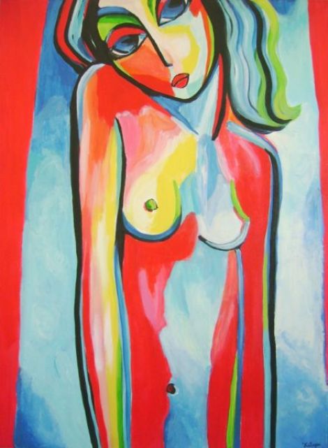Pictura Abstract "Nude on Blue"