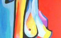 Pictura Abstract " Nude pe rosu si albastru"