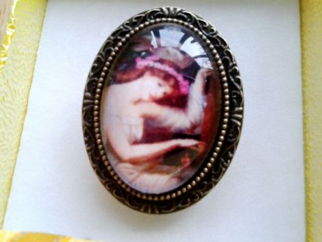 Inel reglabilbronz cabochon sticla La Boheme