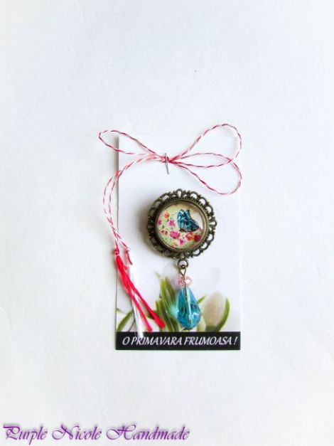 Sping - brosa martisor cabochon margele