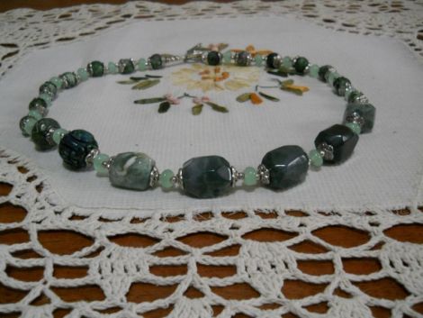 COLIER AGATE CALCEDONIE CHRYSOCOLLA