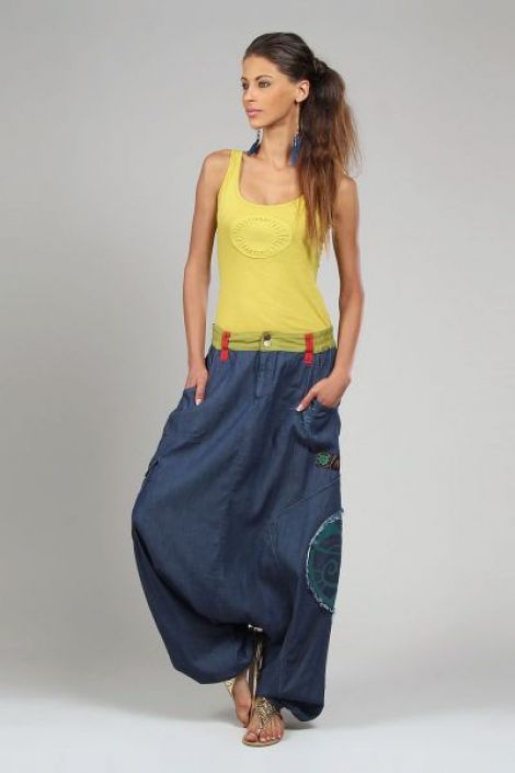  Salvari denim cu print Maori 
