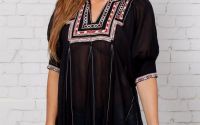  Tunica neagra bumbac cu accente rustice 