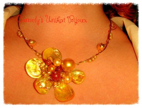Colier din sidef perle swarovski filigram aurit