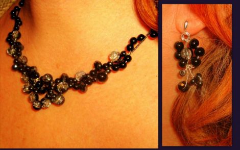 SET bijuterii din Cristale austriece perle negre