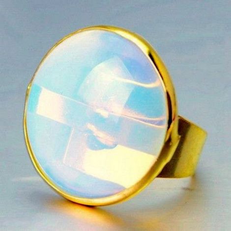 Inel statement cu Opal placat cu aur
