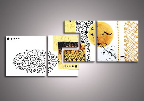 Tablou pictat manual Bohem 4 paneluri set deco B1