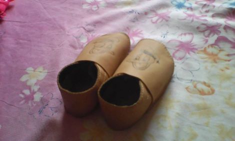 Papucei copii piele naturala handmade