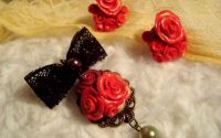 Set Vintage charm  brosa si cercei cu surub 