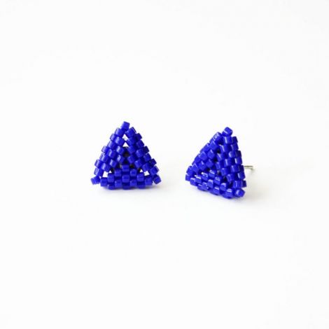 Cercei triunghiulari mici albastru cobalt