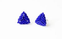 Cercei triunghiulari mici albastru cobalt