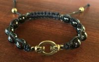 Bratara Shamballa onix si link metalic skull 
