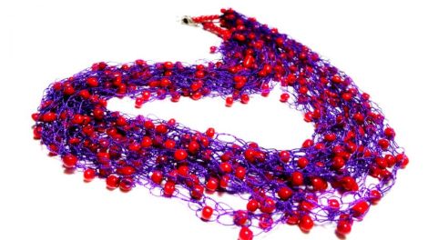 Colier crosetat Purple and Red